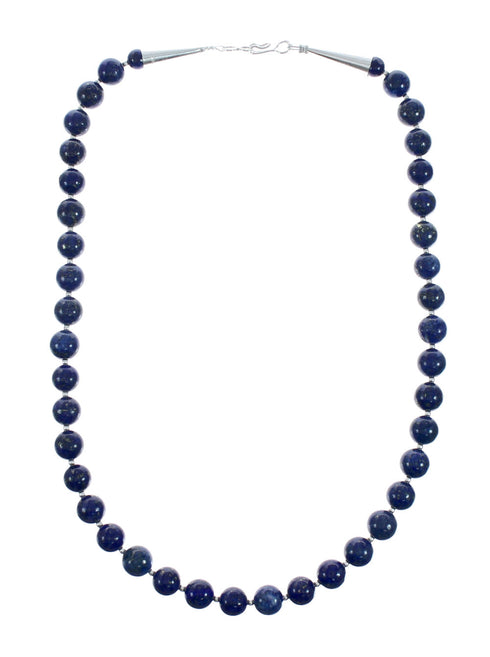 Navajo Lapis Sterling Silver And Bead Pendant Necklace Set X10693